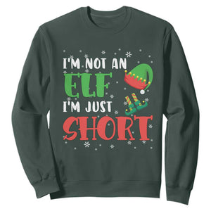 Funny Christmas Sweatshirt Im Not An Elf Just Short TS09 Dark Forest Green Print Your Wear