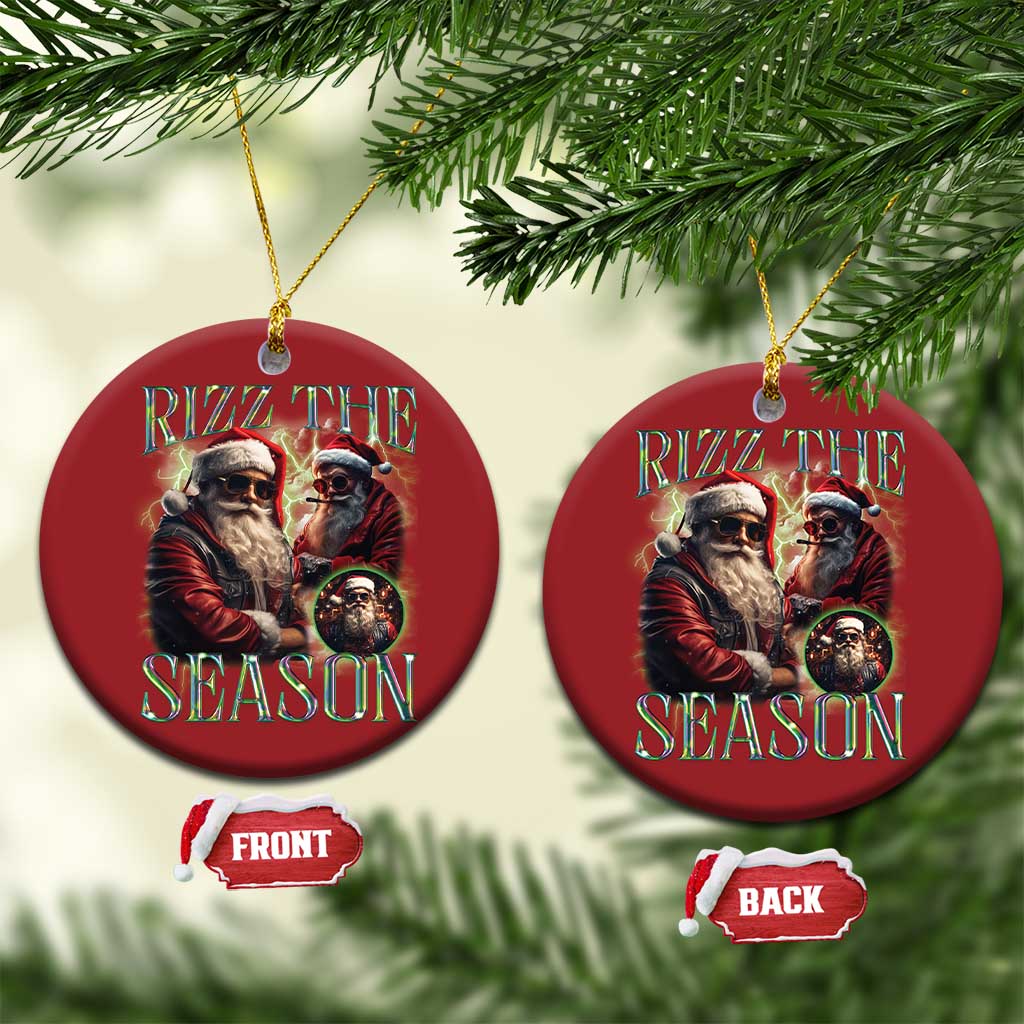 Funny Xmas Santa Christmas Ornament Rizz The Season Cool Santa TS09 Circle Red Print Your Wear