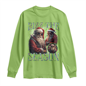 Funny Christmas Santa Long Sleeve Shirt Rizz The Season Cool Santa TS09 Lime Print Your Wear