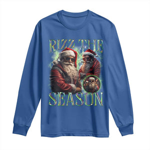 Funny Christmas Santa Long Sleeve Shirt Rizz The Season Cool Santa TS09 Royal Blue Print Your Wear