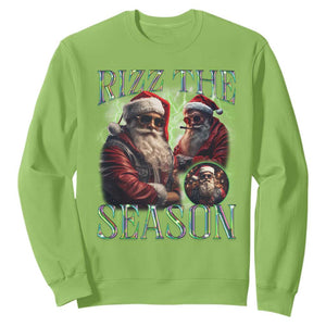 Funny Christmas Santa Sweatshirt Rizz The Season Cool Santa TS09 Lime Print Your Wear