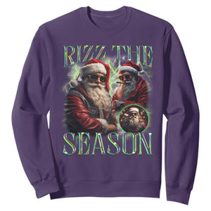 Funny Christmas Santa Sweatshirt Rizz The Season Cool Santa TS09 Purple Print Your Wear