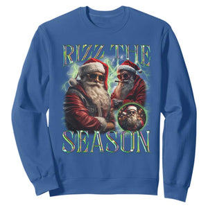 Funny Christmas Santa Sweatshirt Rizz The Season Cool Santa TS09 Royal Blue Print Your Wear