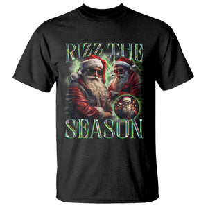 Funny Christmas Santa T Shirt Rizz The Season Cool Santa TS09 Black Print Your Wear