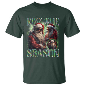 Funny Christmas Santa T Shirt Rizz The Season Cool Santa TS09 Dark Forest Green Print Your Wear