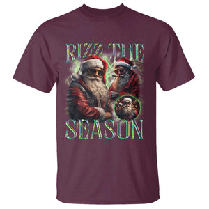 Funny Christmas Santa T Shirt Rizz The Season Cool Santa TS09 Maroon Print Your Wear