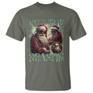 Funny Christmas Santa T Shirt Rizz The Season Cool Santa TS09 Military Green Print Your Wear