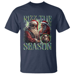 Funny Christmas Santa T Shirt Rizz The Season Cool Santa TS09 Navy Print Your Wear