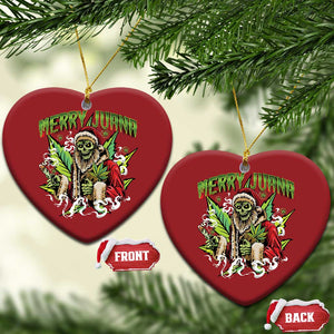 Funny Weed Xmas Christmas Ornament Merry Juana Santa Skeleton 420 TS09 Heart Red Print Your Wear