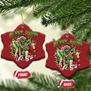 Funny Weed Xmas Christmas Ornament Merry Juana Santa Skeleton 420 TS09 Snow Flake Red Print Your Wear