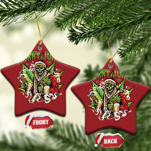 Funny Weed Xmas Christmas Ornament Merry Juana Santa Skeleton 420 TS09 Star Red Print Your Wear