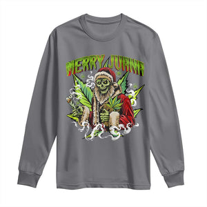 Funny Weed Christmas Long Sleeve Shirt Merry Juana Santa Skeleton 420 TS09 Charcoal Print Your Wear