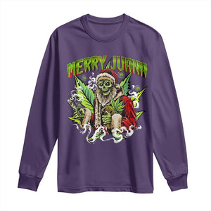 Funny Weed Christmas Long Sleeve Shirt Merry Juana Santa Skeleton 420 TS09 Purple Print Your Wear