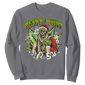 Funny Weed Christmas Sweatshirt Merry Juana Santa Skeleton 420 TS09 Charcoal Print Your Wear