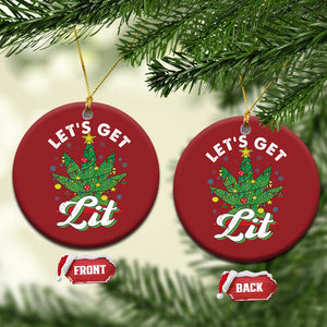 Funny Weed Xmas Christmas Ornament Let's Get Lit Christmas Tree Cannabis TS09 Circle Red Print Your Wear