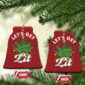 Funny Weed Xmas Christmas Ornament Let's Get Lit Christmas Tree Cannabis TS09 Bell Flake Red Print Your Wear