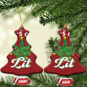 Funny Weed Xmas Christmas Ornament Let's Get Lit Christmas Tree Cannabis TS09 Christmas Tree Red Print Your Wear