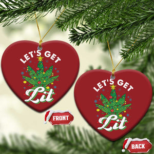 Funny Weed Xmas Christmas Ornament Let's Get Lit Christmas Tree Cannabis TS09 Heart Red Print Your Wear