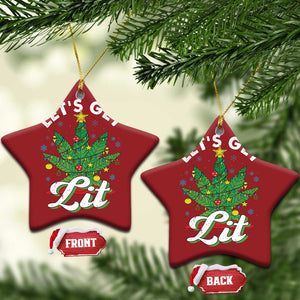 Funny Weed Xmas Christmas Ornament Let's Get Lit Christmas Tree Cannabis TS09 Star Red Print Your Wear