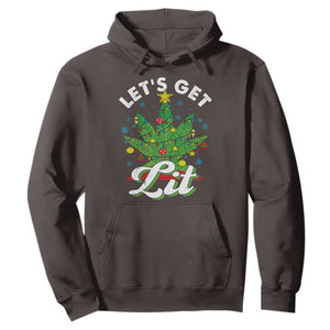 Funny Weed Christmas Hoodie Let's Get Lit Christmas Tree Cannabis TS09 Dark Chocolate Print Your Wear