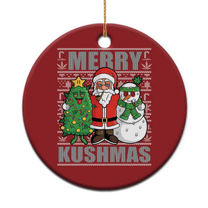 Funny Weed Xmas Christmas Ornament Merry Kushmas Naughty Santa Snowman Cannabis 420 TS09 Print Your Wear