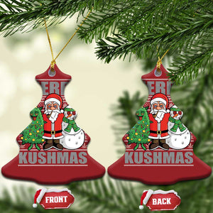 Funny Weed Xmas Christmas Ornament Merry Kushmas Naughty Santa Snowman Cannabis 420 TS09 Christmas Tree Red Print Your Wear