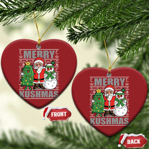 Funny Weed Xmas Christmas Ornament Merry Kushmas Naughty Santa Snowman Cannabis 420 TS09 Heart Red Print Your Wear