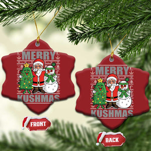 Funny Weed Xmas Christmas Ornament Merry Kushmas Naughty Santa Snowman Cannabis 420 TS09 Snow Flake Red Print Your Wear