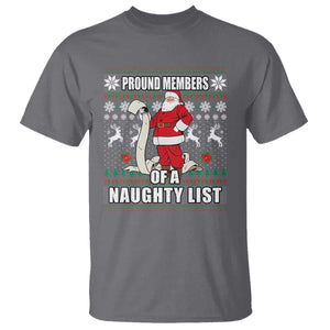 Funny Christmas T Shirt Proud Members Of A Naughty List TS09 Charcoal Print Your Wear