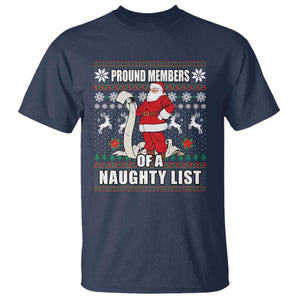 Funny Christmas T Shirt Proud Members Of A Naughty List TS09 Navy Print Your Wear