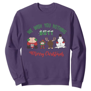 Funny Christmas Sweatshirt Wishing You Nothing Butt A Merry Christmas TS09 Purple Print Your Wear