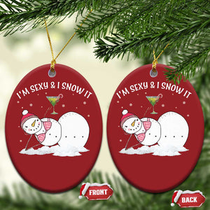 Funny Xmas Snowman Christmas Ornament I Am Sexy And I Snow It TS09 Oval Red Print Your Wear