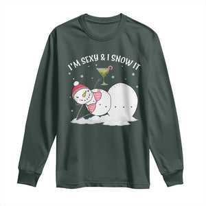 Funny Christmas Snowman Long Sleeve Shirt I Am Sexy And I Snow It TS09 Dark Forest Green Print Your Wear