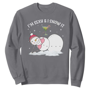 Funny Christmas Snowman Sweatshirt I Am Sexy And I Snow It TS09 Charcoal Print Your Wear