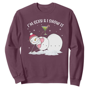 Funny Christmas Snowman Sweatshirt I Am Sexy And I Snow It TS09 Maroon Print Your Wear