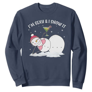 Funny Christmas Snowman Sweatshirt I Am Sexy And I Snow It TS09 Navy Print Your Wear