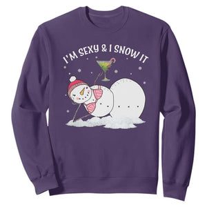 Funny Christmas Snowman Sweatshirt I Am Sexy And I Snow It TS09 Purple Print Your Wear