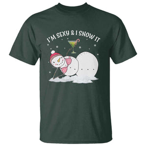 Funny Christmas Snowman T Shirt I Am Sexy And I Snow It TS09 Dark Forest Green Print Your Wear