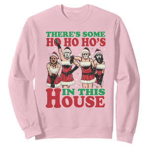 Funny Christmas Sweatshirt There Is Some Ho Ho Hos In This House Horror Character Dancing TS09 Light Pink Print Your Wear