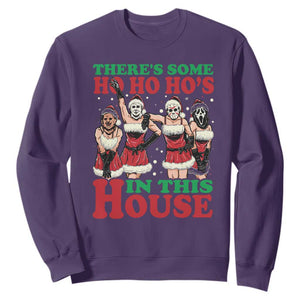 Funny Christmas Sweatshirt There Is Some Ho Ho Hos In This House Horror Character Dancing TS09 Purple Print Your Wear