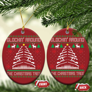 Xmas Gun Lover Christmas Ornament Glocking Around The Christmas Tree TS09 Oval Red Print Your Wear