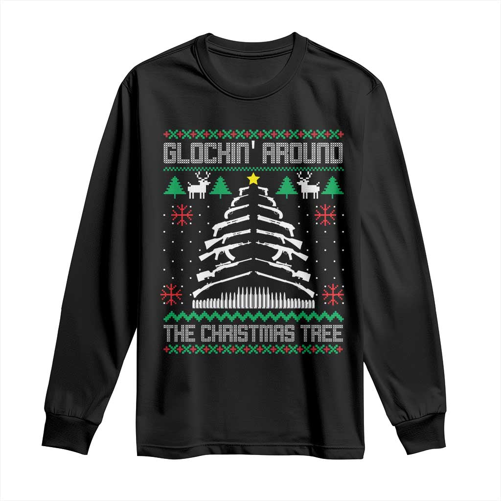 Christmas Gun Lover Long Sleeve Shirt Glocking Around The Christmas Tree TS09 Black Print Your Wear