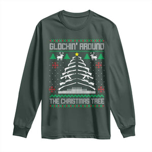 Christmas Gun Lover Long Sleeve Shirt Glocking Around The Christmas Tree TS09 Dark Forest Green Print Your Wear