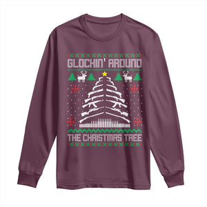 Christmas Gun Lover Long Sleeve Shirt Glocking Around The Christmas Tree TS09 Maroon Print Your Wear