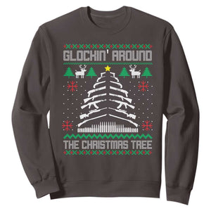 Christmas Gun Lover Sweatshirt Glocking Around The Christmas Tree TS09 Dark Chocolate Print Your Wear