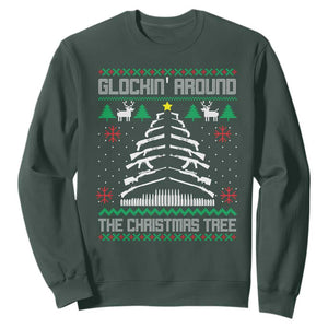 Christmas Gun Lover Sweatshirt Glocking Around The Christmas Tree TS09 Dark Forest Green Print Your Wear