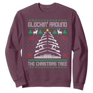 Christmas Gun Lover Sweatshirt Glocking Around The Christmas Tree TS09 Maroon Print Your Wear