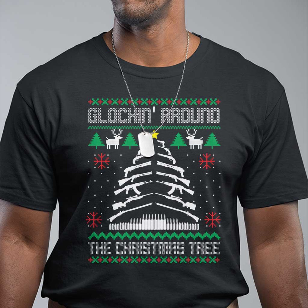 Christmas Gun Lover T Shirt Glocking Around The Christmas Tree TS09 Black Print Your Wear