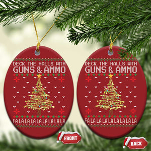 Xmas Gun Lover Christmas Ornament Deck The Halls With Guns And Ammo TS09 Oval Red Print Your Wear