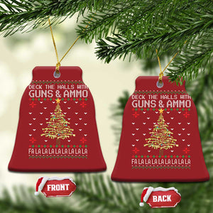 Xmas Gun Lover Christmas Ornament Deck The Halls With Guns And Ammo TS09 Bell Flake Red Print Your Wear